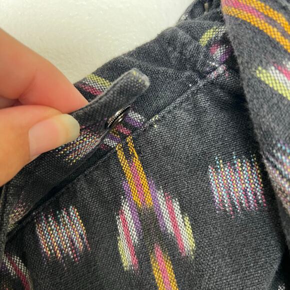 Free People Ikat Print Hooded Utility Jacket Black Cotton Boho Lagenlook - Picture 9 of 15